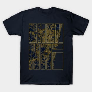 Chennai, India City Map Typography - Gold Art Deco T-Shirt